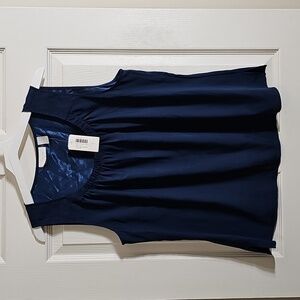 Chico's Blue Sleeveless Shirt Silky Flowy Dress Tank Top Size L Chicos Size 2